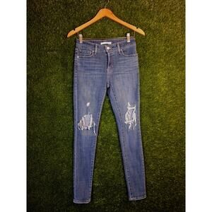 Levi's 711 Skinny Jeans Women's 26x30 Medium Wash Distressed Ripped Mid Rise